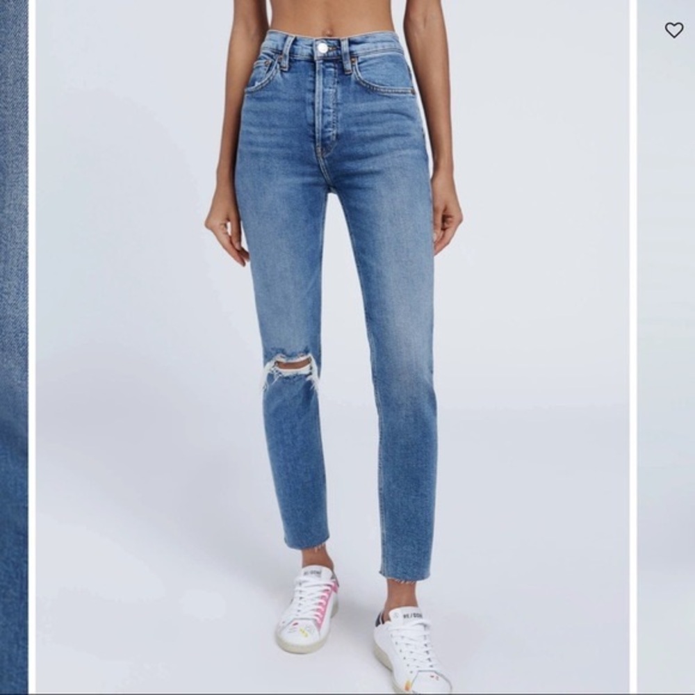 RE/DONE Originals Comfort Stretch High Rise Ankle Crop in Medium Worn Sz: 24